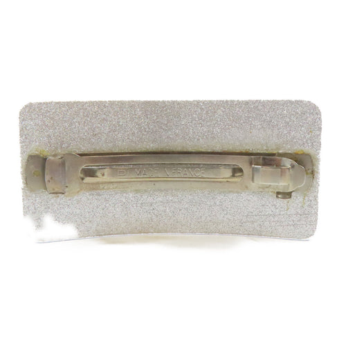 CHANEL CC SHW Barrette Hair Clip PVC Silver