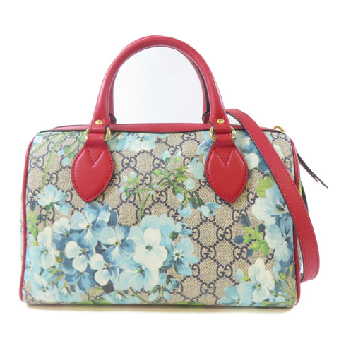 GUCCI GG GHW Floral Blooms Small GG Supreme Bag 546314 PVC Coated Canvas Brown