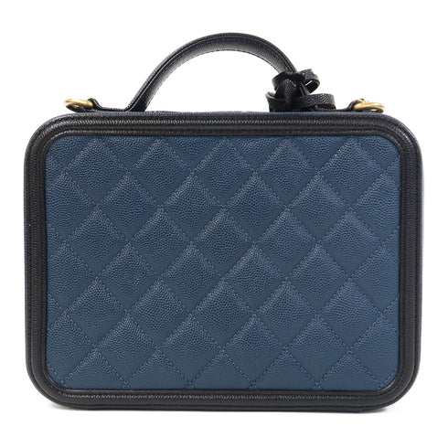 CHANEL Quilted CC GHW Chain Shoulder Bag Calfskin Leather Blue v1