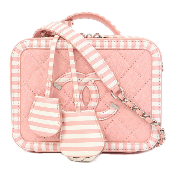 CHANEL CC SHW Vanity Case Chain Shoulder Bag Caviar Pink
