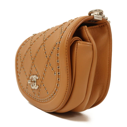 CHANEL CC SHW Chain Shoulder Bag Calfskin Leather Brown v2