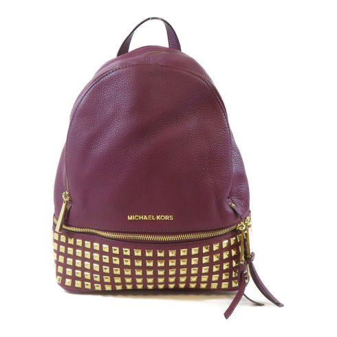 Michael Kors MK GHW Backpack Rucksack 3MS5DN Calfskin Leather Purple