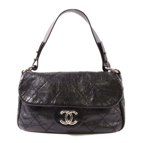 CHANEL CC SHW Shoulder Bag Calfskin Leather Black