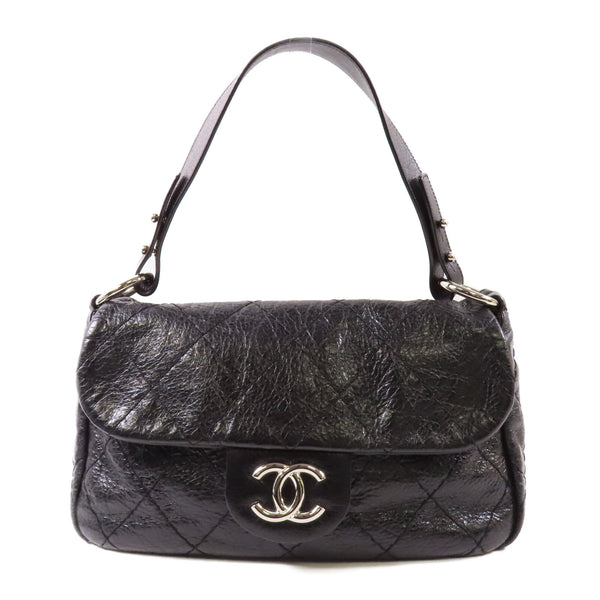 CHANEL CC SHW Shoulder Bag Calfskin Leather Black