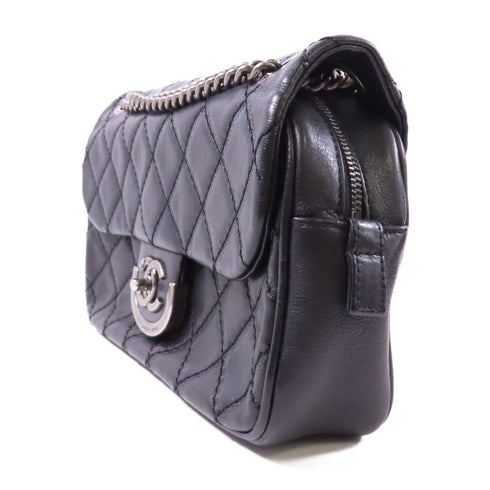 CHANEL CC SHW Chain Shoulder Bag Calfskin Leather Black