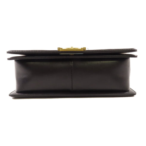 CHANEL CC GHW Boy Chanel Chain Shoulder Bag Canvas Calfskin Leather Black