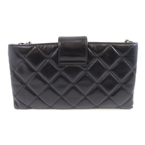 CHANEL Quilted CC SHW Chain Shoulder Bag Calfskin Leather Black