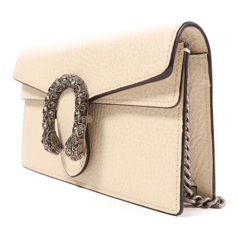GUCCI GG SHW Dionysus Super Mini Shoulder Bag 476432 Calfskin Leather White