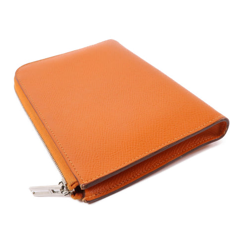 HERMES PHW Round Wallet Epsom Leather Orange