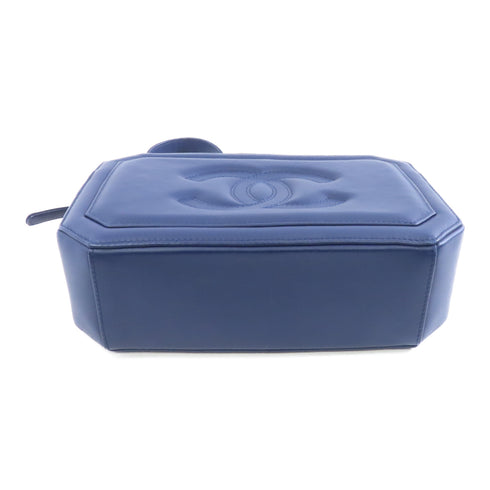 CHANEL CC GHW Chain Shoulder Bag Crossbody Lambskin Leather Navy