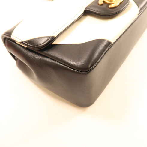 CHANEL CC GHW Chain Shoulder Bag Lambskin Leather Black White