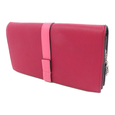 LOEWE SHW Chain Shoulder Bag Crossbody Calfskin Leather Red Pink