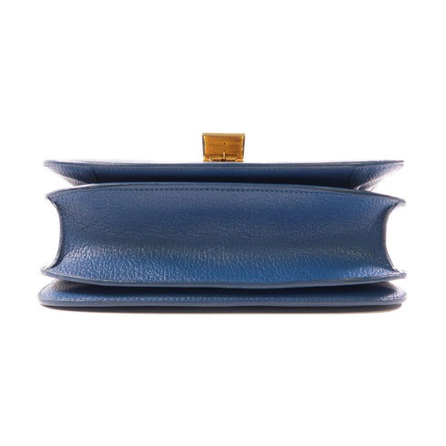 CELINE GHW Classic Box Shoulder Bag Calfskin Leather Blue