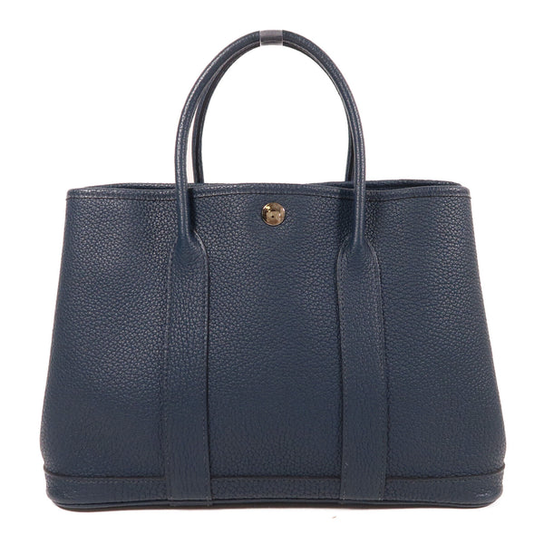 HERMES PHW Garden Party TPM Hand Bag/Tote Bag Negonda Leather Bleu De Prusse
