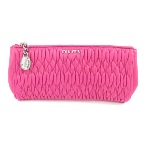 Miu Miu GHW Clutch Second Bag 5N1455 Lambskin Leather Pink