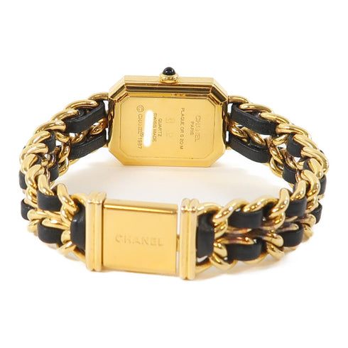 CHANEL CC Premiere Quartz Watch H0001-L Gold Plated/Leather Black
