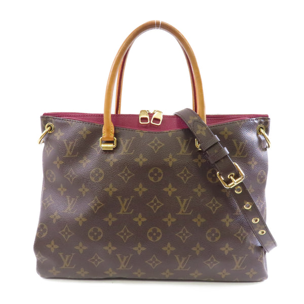 LOUIS VUITTON LV GHW Pallas MM 2 Way Shoulder Bag M40906 Monogram Brown Red