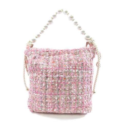 CHANEL CC GHW 2way Shoulder Bag Tweed Pink White
