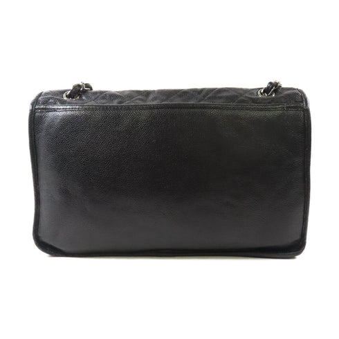 CHANEL CC SHW Split Pocket Flap Chain Shoulder Bag Calfskin Leather Black