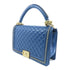 CHANEL Quilted CC GHW Boy 28 Chain Shoulder Bag Lambskin Leather Blue