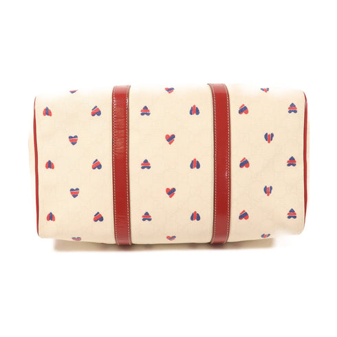GUCCI GG GHW Hand Bag PVC Coated Canvas Calfskin Leather 193603 White/Red/Navy