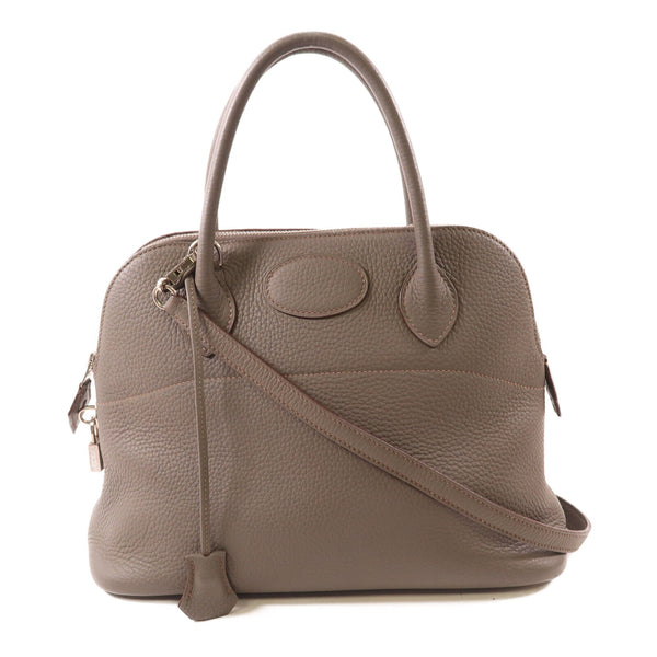 HERMES PHW Bolide 31 2 Way Shoulder Handbag Clemence Leather Etain