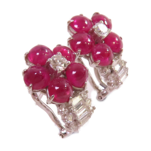 Fine Jewelry Ruby Diamond Earrings 18K White Gold