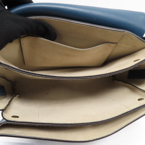 Chloe GHW Shoulder Bag Crossbody Bag Lambskin Suede Leather Blue