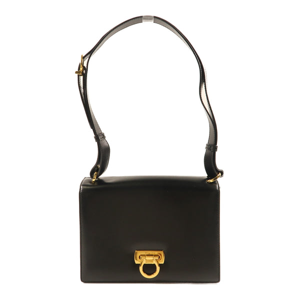 Salvatore Ferragamo SF GHW Shoulder Bag Lambskin Leather Black