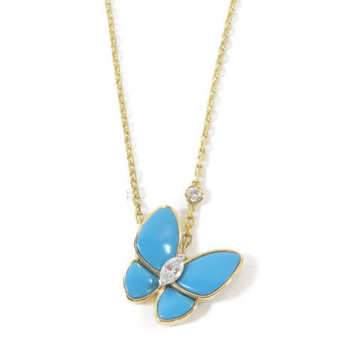 Van Cleef & Arpels Two Butterfly Necklace VCARPTUP00 18K Yellow Gold #40cm