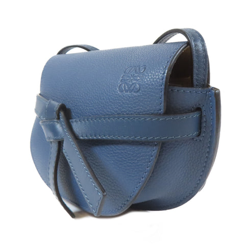 LOEWE GHW Mini Gate Shoulder Crossbody Bag Calfskin Leather Blue