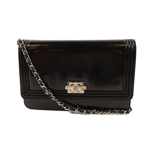 CHANEL CC SHW WOC Wallet On Chain Shoulder Bag Calfskin Leather Black