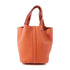 HERMES PHW Picotin PM Handbag Clemence Leather Terre Battue/Orange
