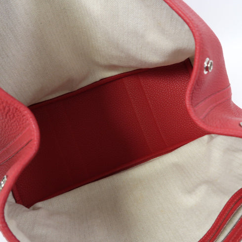 HERMES PHW Garden Party PM Hand Bag/Tote Bag Clemence Leather Rouge Casaque