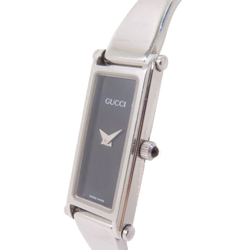 GUCCI GG Bangle Black Dial Quartz Watch 1500L Stainless Steel Black