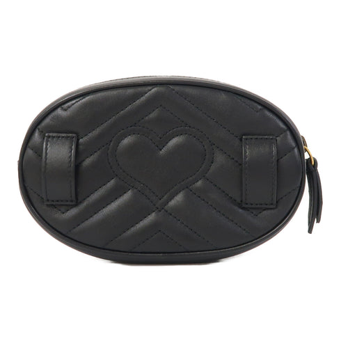 GUCCI GG GHW Waist Bag 476434 Calfskin Leather Black
