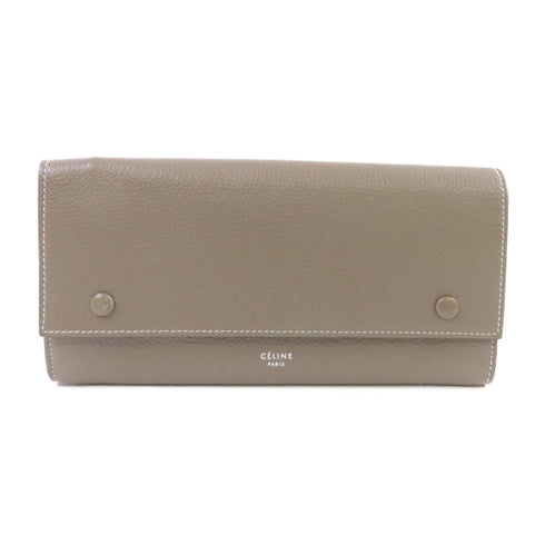 CELINE SHW Fold Long Wallet Calfskin Leather Grey Yellow