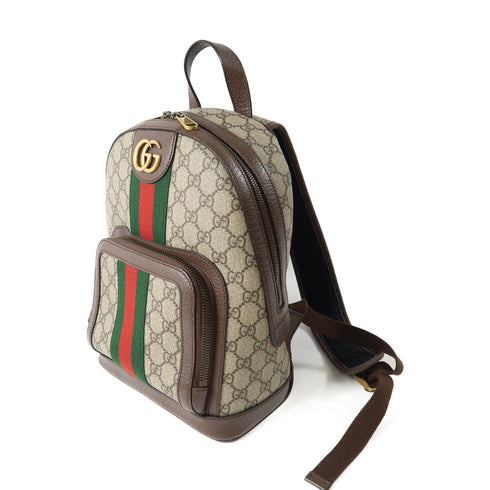 GUCCI Ophidia GG GHW Rucksack 547965 PVC Coated Canvas Brown