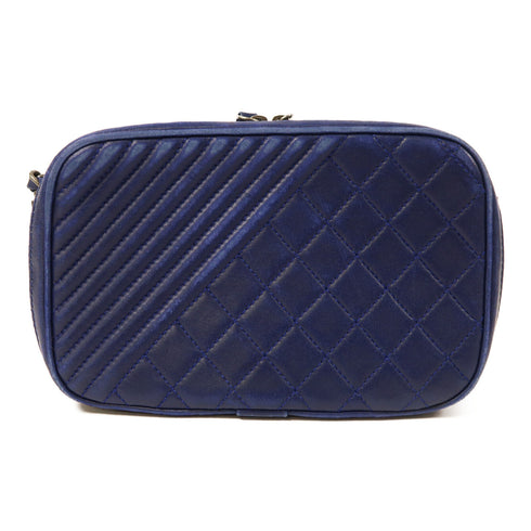 CHANEL CC SHW Chain Shoulder Bag Calfskin Leather Blue v2