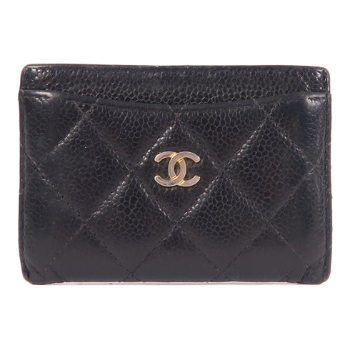 CHANEL CC GHW Card Case/Card Holder Calfskin Leather Black