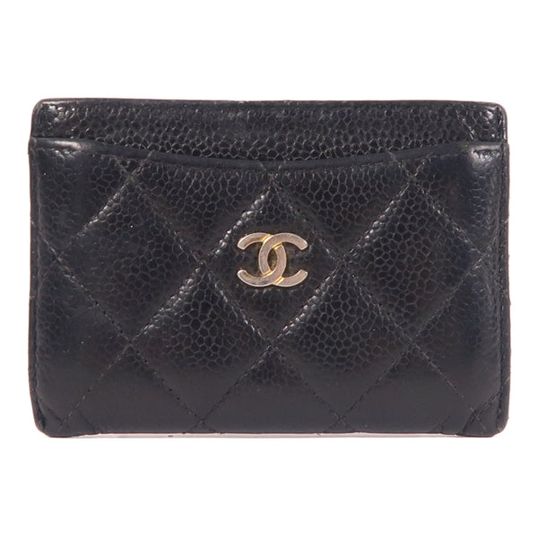 CHANEL CC GHW Card Case/Card Holder Calfskin Leather Black
