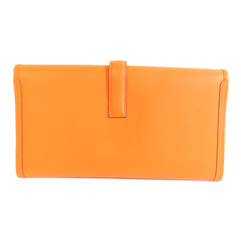 HERMES Jige Clutch Bag Veau Swift Leather Orange