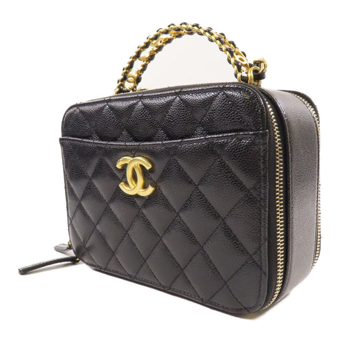 CHANEL CC GHW 2 Way Shoulder Bag AS3222 Calfskin Leather Black