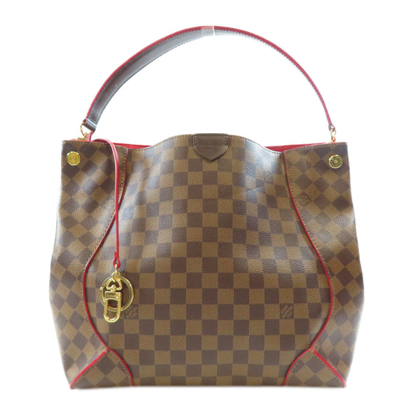 LOUIS VUITTON LV GHW Caissa Hobo Shoulder Bag N41555 Damier Brown/Red