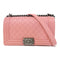 CHANEL Quilted CC SHW Boy 25 Chain Shoulder Bag A67086 Leather Pink