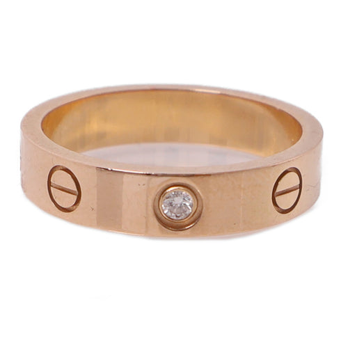 CARTIER Mini Love Ring 1 Diamond Ring 18K Pink Gold Cartier#51/US#5.5