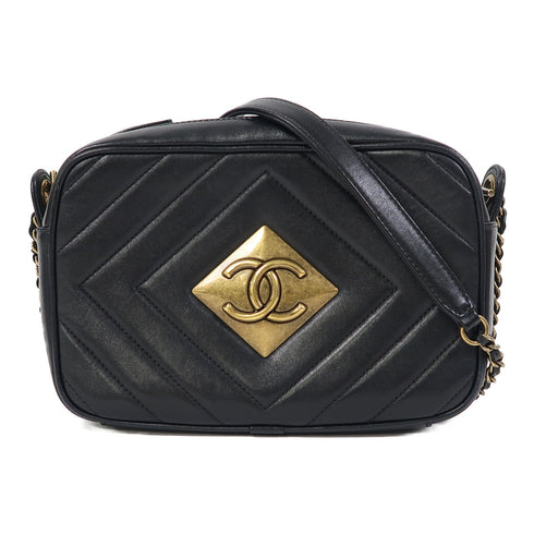 CHANEL CC GHW Chain Shoulder Bag Lambskin Leather Black v1
