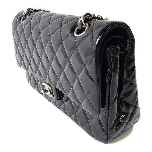 CHANEL CC SHW Chain Shoulder Bag Patent Leather Black v1