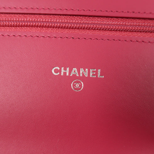 CHANEL CC SHW Wallet On Chain Shoulder Bag Patent Leather Pink