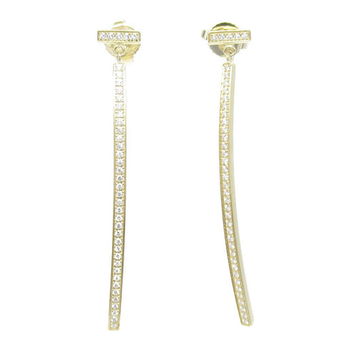 TIFFANY&CO 0.21ct T Wire Bar Diamond Earrings 18K Yellow Gold
